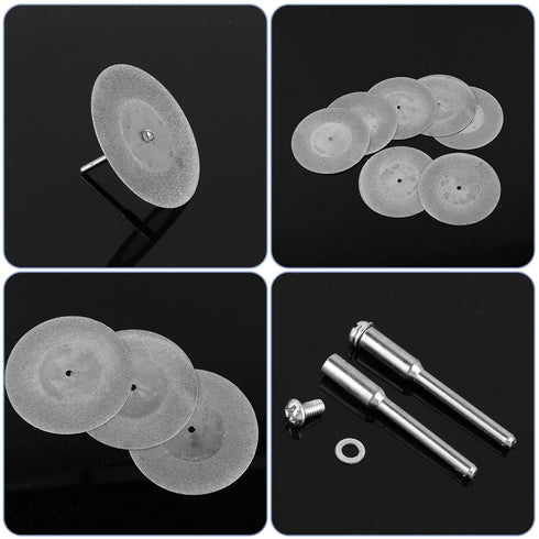 10 Pcs Glass Cutting Disc 60mm Diamond Cutting Wheel Cut Off Wheels with 2pcs Mandrel 1/8'' Stone Blade for Rotary Tool Drill Attachment Polishing...