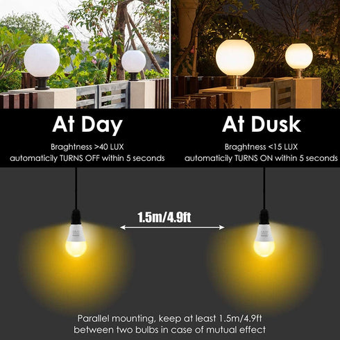 Dusk to Dawn LED Light Bulb, Sensor Light Bulb 5W E26 Automatic On/Off Light, Porch Garage Courtyard Balcony Lighting Bulb 2700K Warm White 2Packs...