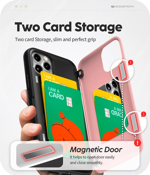 GOOSPERY Compatible with iPhone 11 Pro Wallet Case with Card Holder, Protective Dual Layer Bumper Phone Case (Pink)...