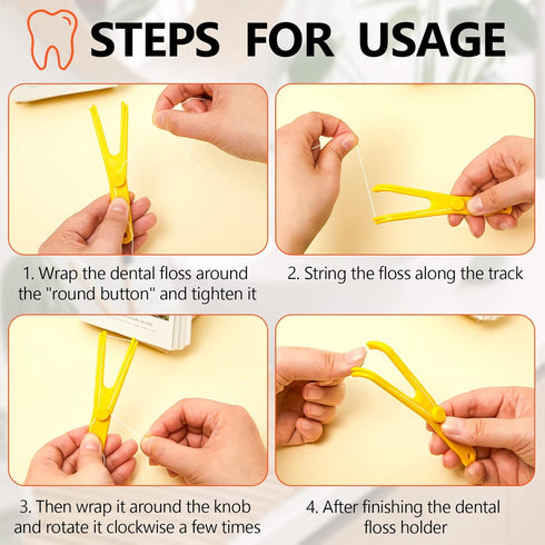 Chengu 4 Pieces Dental Floss Holder Reusable Flosser Reusable Floss Handle Holder Flossmate Handle for Oral Clearing (Red, Yellow)...