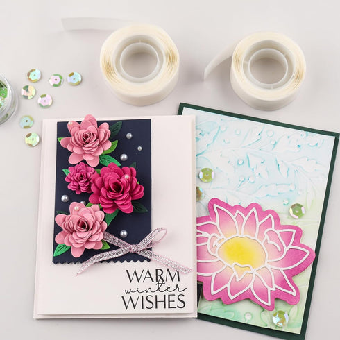 6000 PcsUltra Thin Adhesive Dots10 Roll 1/8in (3mm) 10 Roll3/16in (5mm) Clear Removable Double Sided Stickers Permanent Sticky for Balloons Weddin...