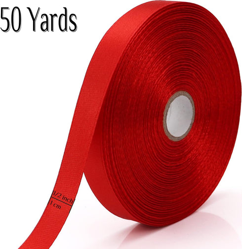 1/2 inch, Red Ribbon for Gift Wrapping 50 Yards Perfect Wedding Party Wreath Sewing DIY Hair Accessories Decoration Floral Hair Balloons Other Pro...