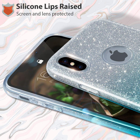MATEPROX Compatible with iPhone Xs case,Compatible with iPhone X Glitter Bling Sparkle Cute Girls Women Protective Case -Gradient Green...