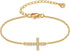 Tewiky Cross Bracelet for Women Dainty 14k Gold Cubic Zirconia Classic Tennis Bracelet Cute Gold Tiny Rope Cuban Figaro Herringbone Chain Link Bra...