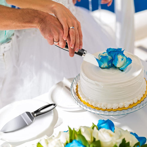 Cake Knife and Server Set, Cake Cutter and Pie Spatula, Cake Server and Knife Set of 2 with Non-Slip Swirl Grip, Cake Cutting Set for Wedding Cake...
