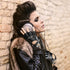 Accmor Leather Punk Gloves Fingerless Gloves for Women Driving Cycling Sports Cosplay Performance Half Finger Gloves for Women Teens Kids...