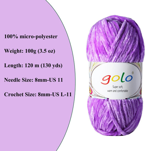 golo Chenille Yarn for Baby Blanket Yarn 3.5 oz Soft Chenille Yarn for Hand Knitting Gray Yarn...