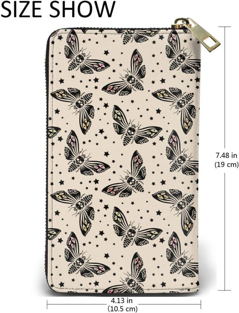 YISHOW Gothic Moth Wallet Slim Thin Leather Purse Wallet With Zip Around Clutch Casual Handbag For Phone Key Credit Cards...