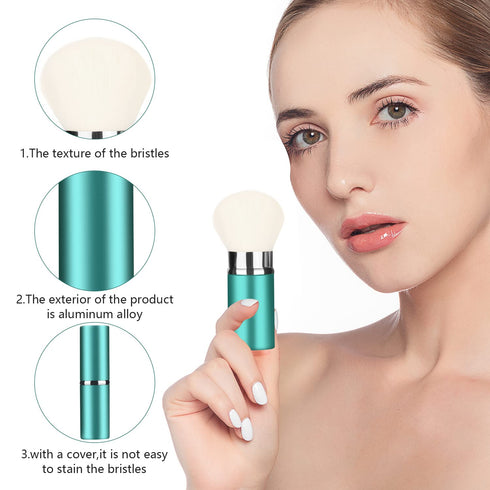 Falliny Retractable Makeup Brushes, Travel Mini Face Kabuki Blush Brush, Portable Powder Foundation Sunscreen Brush with Cover for Blush, Bronzer,...