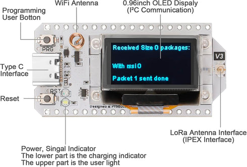 MakerFocus ESP32 Development Board SX1262 863 928MHz LoRaWAN WiFi Bluetooth Dual Core 240MHz Integrated CP2102 with 0.96" OLED Display and Antenna...