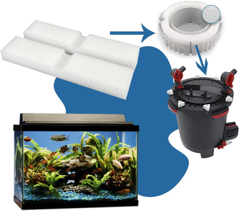 4 Pcs Foam Filter Pads for Fluval Fx4 FX5 FX6 Canister Filter Aquarium Bio Sponge Replacement...