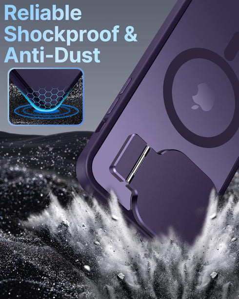 Silverback for iPhone 14 Pro Max Case with Camera Cover, MagSafe-Compatible Case with Built-in Stand, Magnetic Phone Case Translucent Matte Shockp...