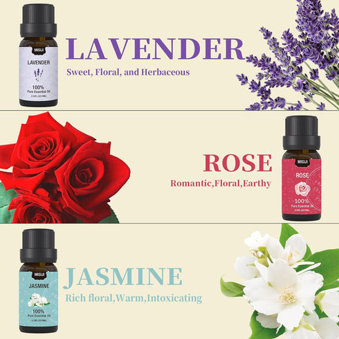 Essential Oils Set- Essential Oils for Diffuser for Home,Diffuser Oils Scents for Aromatherapy,Laundry,Candle&Soap Making,Humidifiers 6 X 10 ML...