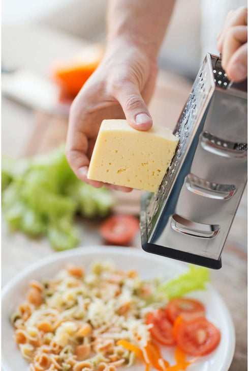 HIC Kitchen Professional Grater Zester, Stainless Steel, Non-Slip Base and Handle, 4 Multi-Grating Surfaces...