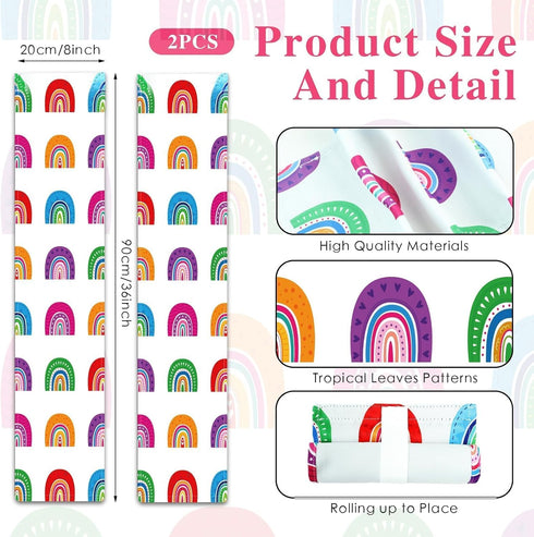 clothmile 2 Pcs Classroom Door Window Cover Rainbow Classroom Door Window Cover 8 X 36 Inches Blackout Lockdown Shades for Glass Doors Window Cove...