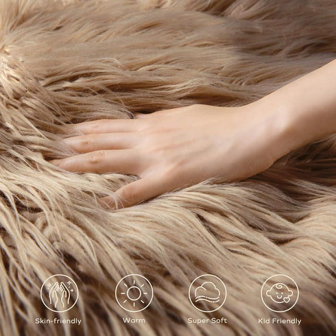Ashler Faux Fur Rug, Beige Area Rugs, Fluffy Sheepskin Fur Rug, Fuzzy Ultra Soft 2 x 3 Ft Rugs, Machine Washable Shag Rug, Nursery Throw Rugs for ...