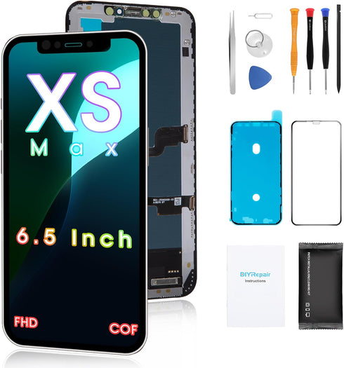 Screen Replacement for iPhone Xs Max 6.5', 3D Touch Display Full Repair kit, Digitizer Assembly with Tools Set, Tempered Glass, Instruction...