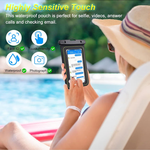 Large Floating Waterproof Phone Pouch, Phone Case Friendly Float Water Proof Cell Phone Dry Bag, Float Waterproof Phone Case for iPhone Samsung Ga...