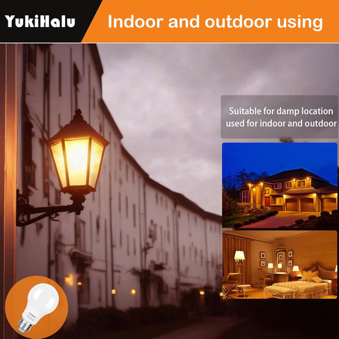 YukiHalu LED Amber Light Bulbs, A19 1800K E26 800Lm, 60W Equivalent Soft Warm Sleep Light Bulbs for Healthy Sleep, Baby Nursery Light, Bedroom Nig...