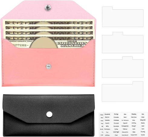 2 pieces Cash Wallet,money holder for Budgeting Money Holder for Cash,Pu Leather Money Wallet,Cash Holder with Cash Envelope Tab,Cash Wallets for ...