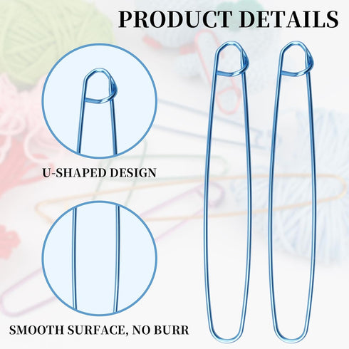 12 PCs Cable Stitch Holder for Knitting 6 Size Colorful Aluminum Yarn Stitches Holder Set Locking Knitting Needle Knitting Stitch Holders 6cm/9cm/...