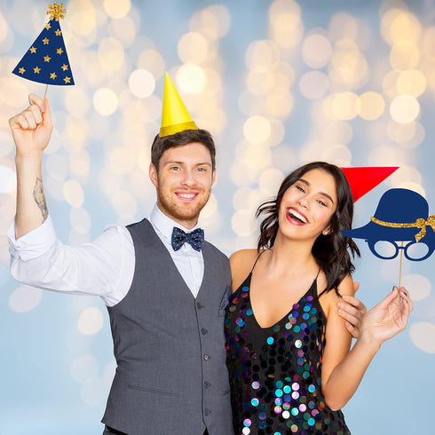 Zonon 24 Pieces Funny Photo Booth Props for Birthday Weddings Graduation Party Supplies Prom Disco Mardi Gras Party Supplies Mix of Hats, Lipstick...