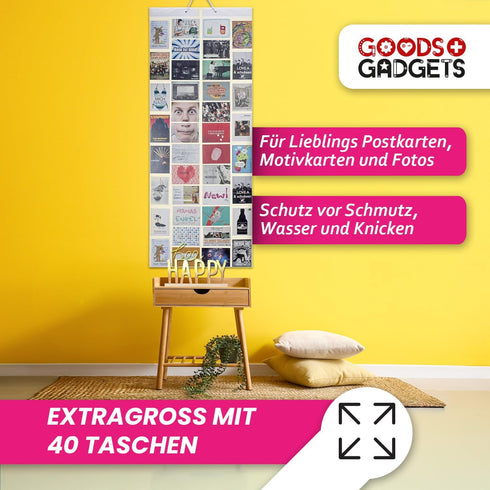 Photo Curtain XXL Gallery with 40 Pockets for 80 Postcards Motif Cards - Picture Frame for 15 x 10 Photos...
