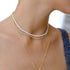 Cubic Zirconia Choker Adjustable 12-14 Inch | 1.75mm Round Cut Tennis CZ Chain Necklace Gold for Layering | Bridal Party Gold Jewelry Hypoallergen...