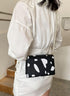 Cow Print Clutches Pearl Strap Evening Purse Mini Handbag Crossbody Bag...