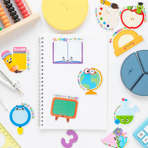 30 Pack Teacher Sticky Notes - Teacher Notepads Book Pencil Ruler Shaped Set Self Sticky Writing Memo Pads Page Marker for Teacher Appreciation Gi...