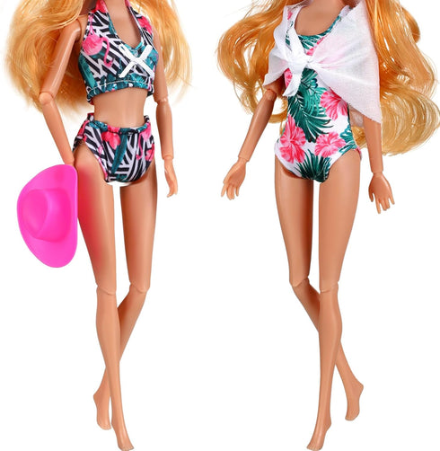 Bencailor 5 Pcs Doll Clothes for 11.8 Inch Doll Swimsuits Doll Swimming Clothing and Accessories Set Pink Doll Hat Summer Holiday Birthday Gifts (...