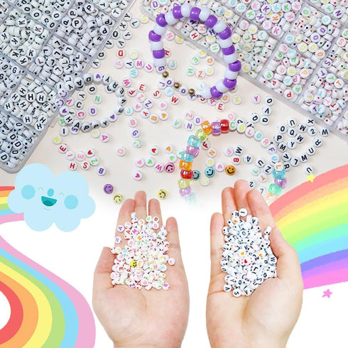 YMSDZHL 2Box 2500Pcs+ Alphabet Letter Beads, 4x7 mm A-Z and Smile, Heart, Figure,Acrylic Beads, Beads for Jewelry Making, Beads for Bracelet Makin...
