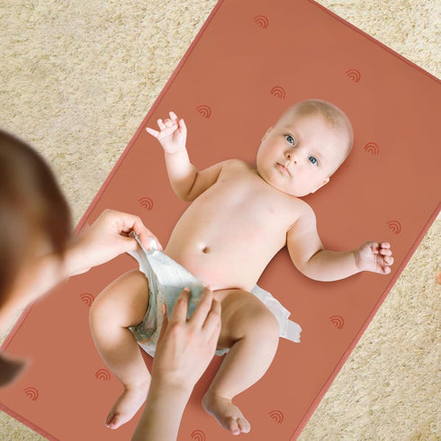 Vegan Leather Baby Changing Mat - Wipeable Portable Changing Pad 2 Pack, Foldable Travel Changing Mat for Baby, Newborns (Rainbow&Elephant,15.75"*...
