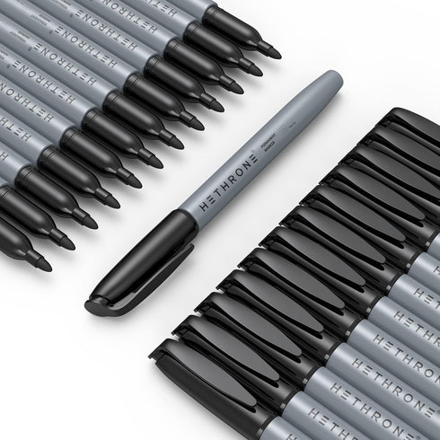 Hethrone Permanent Markers, 28 Count Permanent Markers for Writing Doodling and Marking?Black?...