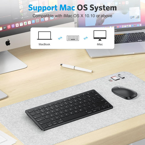 OMOTON Bluetooth Keyboard for Mac, Compact Wireless Keyboard Compatible with MacBook Pro/Air, iMac, iMac Pro, Mac Mini, Mac Pro Laptop and PC (Bla...