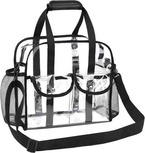 MOFASVIGI Clear Bag Stadium Approved Transparent Waterproof Clear Tote Bags for Work, Sports Games, Concerts,Travel-12 x12 x6...