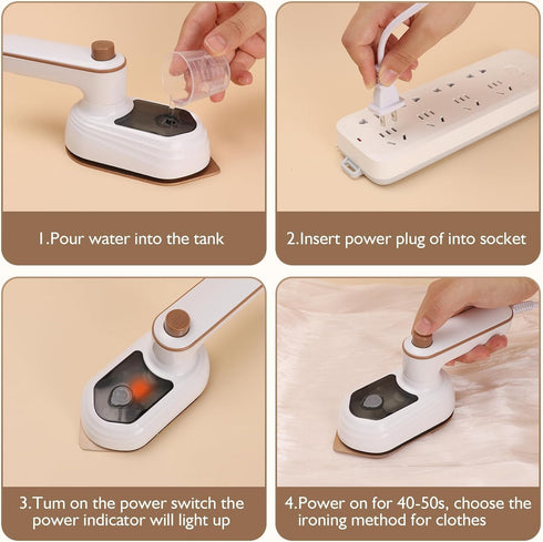 Travel Iron Mini With Steam, Travel Steamer For Clothes Portable Mini, 180° Rotatable Handheld Vapor Garment Steamers For Clothes - Mini Ironing M...