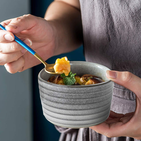 UNICASA Ramekin Set of 2, 8 oz Creme Brulee Ramekins, Oven Safe Baking Set for Custard, Pudding, Souffle Cups, Reactive Gray...