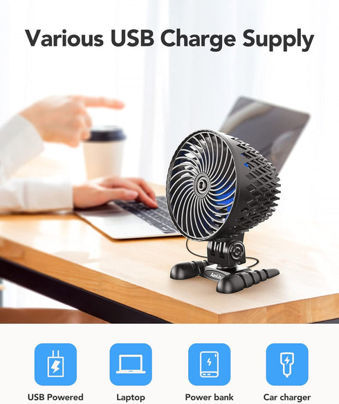 USB Desktop Small Fan, Stepless Speed Adjustment with Multiple Speed Levels, Portable Plug-in Personal Mini Fan,Quiet Powerful Airflow,Suitable fo...