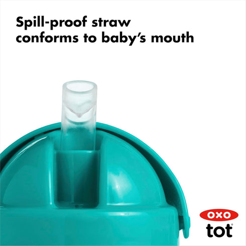 OXO Tot 6 Ounce Transitions Straw Cup with Removable Handles - Teal...