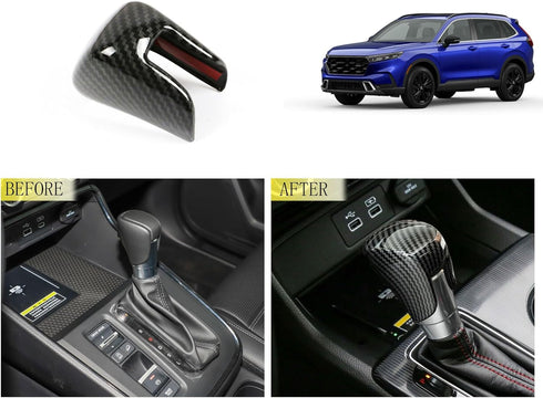 Car Accessories Compatible with Honda New CRV CR-V 2023 2024 Center Console Gear Shift Knob Cover Trims Cap Protector Sticker ABS(Carbon Fiber Sty...