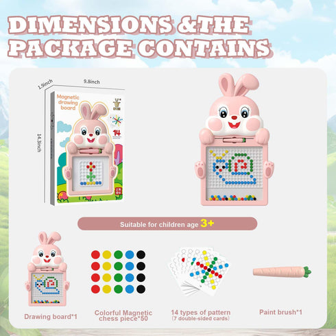 Magnetic Drawing Board, Magnetic Toys, Magnetic Dot Art Montessori Preschool Educational Toys, Magnet Doodle Board with Magnetic Pen & Beads & 14 ...