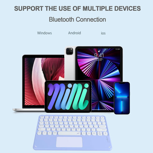 Wireless Keyboard with Touchpad,Ultra-Slim Portable Rechargeable Bluetooth Keyboard,Ipad Keyboard with Trackpad for OS Android Windows Devices(Pur...
