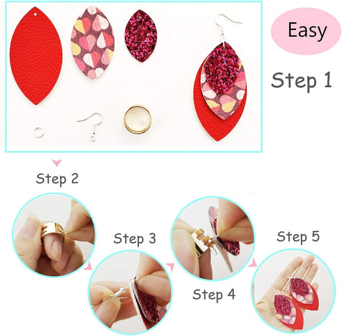 AOUXSEEM 321 Pcs Faux Leather Earrings Making Kit for Beginner, Contains 96 Pre Cut Evil Eye Earring Pieces with Hooks Jump Rings Opener Earring D...