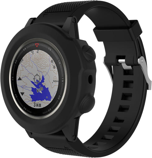 Covers Compatible with Garmin Fenix 5X/ Sapphire Watch 51mm Accessories Silicone Watch Cases with Charging Port Protector Caps (Black-3 Packs)...