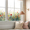 Autumn Floral Window Decals, Transparent Stained Window Sticker, Non Adhesive Double-Sided Glass Door Covering Film for Home Decorative, Thistle...