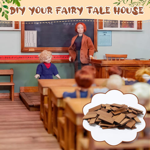 200 Pcs Miniature Dollhouse Flooring Mini Wooden Dollhouse Floor Boards 1 12 Scale Dollhouse Accessories Geometric Bamboo Doll House Furniture Woo...