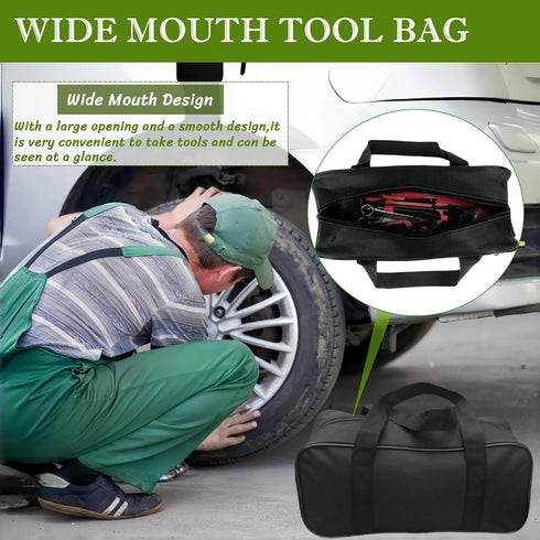 Wide Mouth Tool Bag, Waterproof Oxford Electrician Tool Bag, Large Capacity Tools Organizer and Storage Handbag, Tool Pouch Tote Bag for Hand Powe...