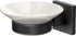 Gatco 1942MX Elevate Soap Dish Holder Matte Black | Wall Mounted 4.31" W X 2.10" H X 5.25" D Porcelain Round White Soap Dish with Matte Black Base...