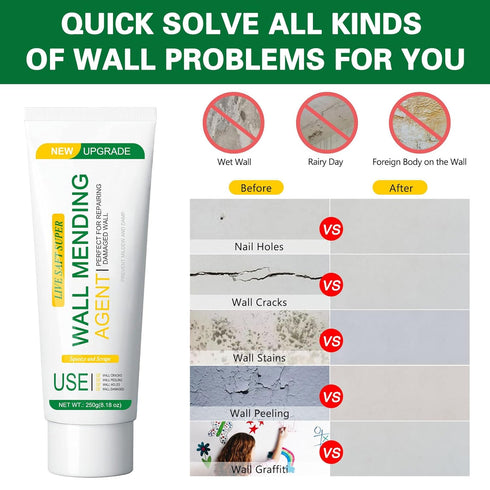 Drywall Repair Kit with Scraper, 8.2 oz Non-Toxic Wall Spackle Repair Paste, Quick Repair Wall Mending Agent for Home Wall Damage, Nail Holes, Cra...
